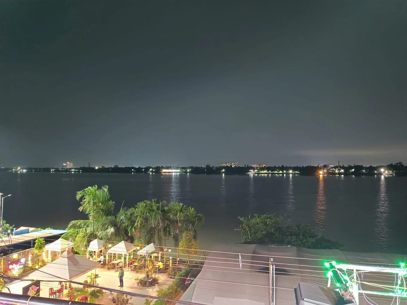 Hooghly river at night from the rooftop